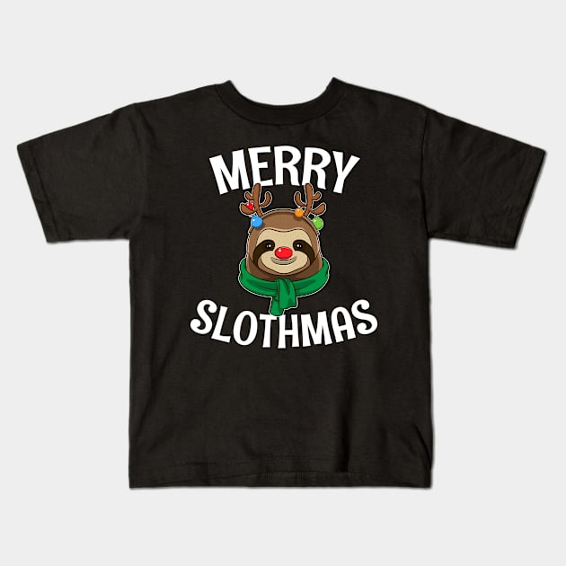 Gift For Sloth Lovers Merry Slothmas Kids T-Shirt by teeleoshirts